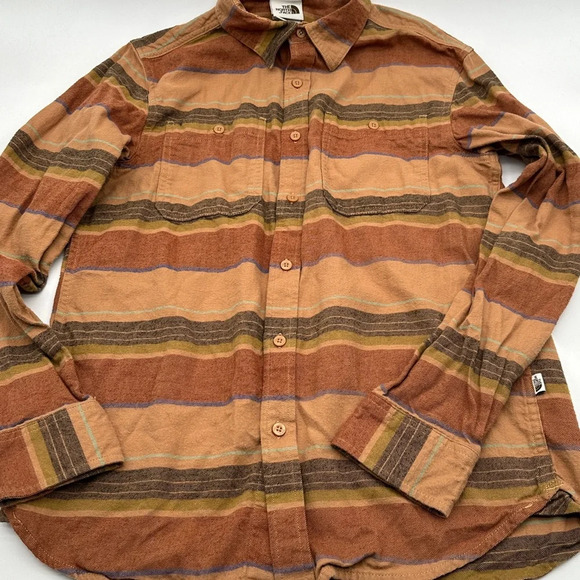 $85 Mens The North Face Arroyo Flannel Plaid Button Down Shirt Utility Brown S - Picture 1 of 9